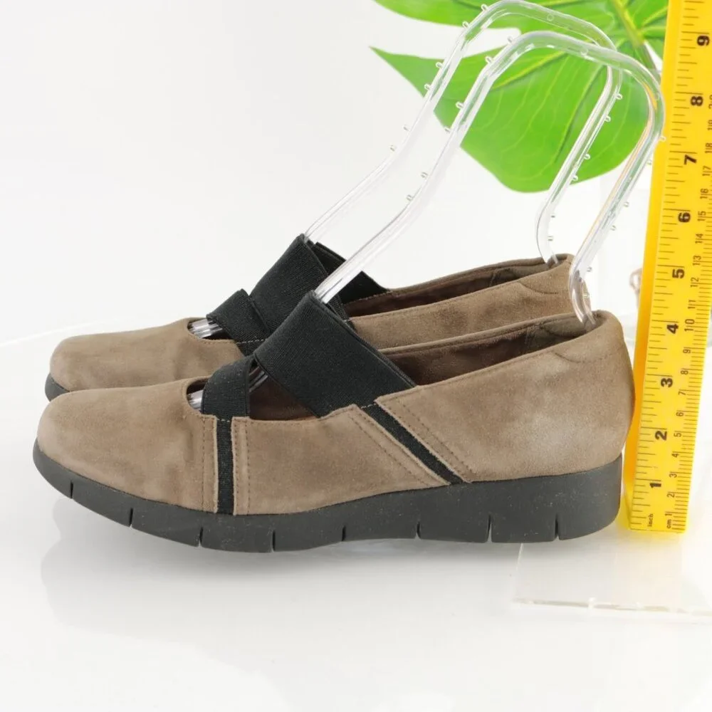 Clarks Womens Daelyn Villa Mary Jane Shoe‎ Size 9.5 M Tan Suede Slip On Flat